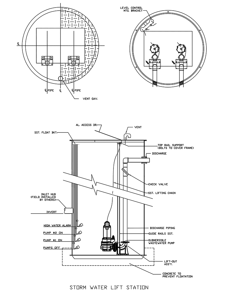 Storm water lift station drawing.